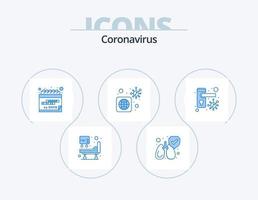 Coronavirus Blue Icon Pack 5 Icon Design. locked. infected. date. virus. worldwide vector