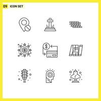 Universal Icon Symbols Group of 9 Modern Outlines of portal black hole easter black brick Editable Vector Design Elements