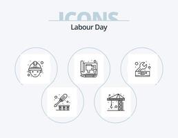 diseño de iconos del paquete de iconos de línea del día del trabajo 5. trabajador. constructor. mecánico. labor. engranaje vector