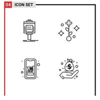 4 User Interface Line Pack of modern Signs and Symbols of valet device hotel healthcare shopping Editable Vector Design Elements