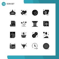 Pictogram Set of 16 Simple Solid Glyphs of talk globe engine chat seo Editable Vector Design Elements