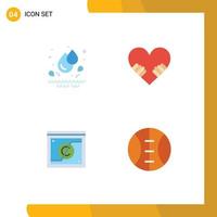 Universal Icon Symbols Group of 4 Modern Flat Icons of drops domain heart business baseball Editable Vector Design Elements