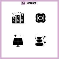 4 Creative Icons Modern Signs and Symbols of bar energy processing tech green Editable Vector Design Elements