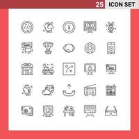 Pictogram Set of 25 Simple Lines of animal money currency finance bank Editable Vector Design Elements