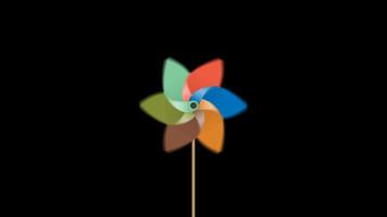 looped colorful Windmill moving animation with transparent background in 4K video