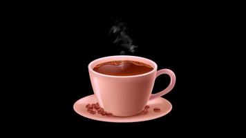 Coffee cup with smoke in 4K. Smoke animation with transparent background. video
