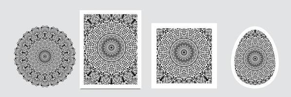 Indian floral paisley medallion banners. Ethnic Mandala ornament. Vector Henna tattoo style. Can be used for textile, greeting card, coloring book, phone case print