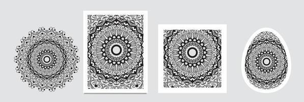 Mandala isolated design element, geometric line pattern. Stylized floral round ornament. Doodle art for textile fabric vector