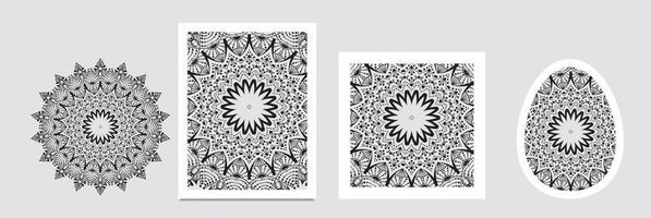 Ethnic Mandala ornament. Colorful ornamental ethnic banner set. Templates with doodle tribal mandalas. Vector illustration