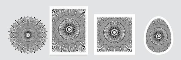 Indian floral paisley medallion banners. Ethnic Mandala ornament. Vector Henna tattoo style. Can be used for textile, greeting card, coloring book