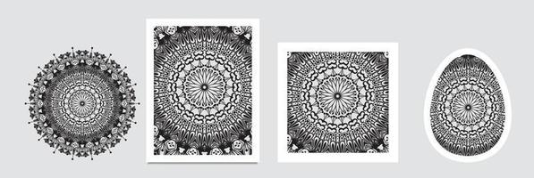 Indian floral paisley medallion banners. Ethnic Mandala ornament. Vector Henna tattoo style. Can be used for textile, greeting card, coloring book, phone case print