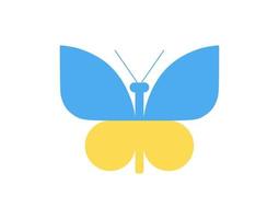 Butterfly in Ukrainian flag colors isolated on white background. Symbol. Stop war. Support Ukraine. vector