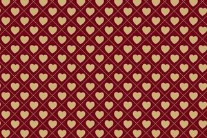 Pattern with heart shaped geometric elements in red tones with golden stripes. Abstract Background vector