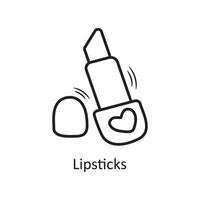 Lipsticks vector outline hand draw Icon design illustration. Valentine Symbol on White background EPS 10 File