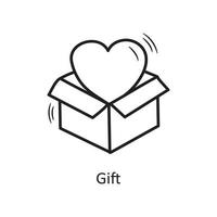 Gift vector outline hand draw Icon design illustration. Valentine Symbol on White background EPS 10 File