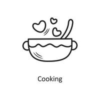 Cooking vector outline hand draw Icon design illustration. Valentine Symbol on White background EPS 10 File