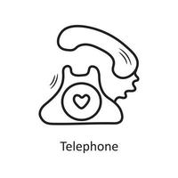 Telephone vector outline hand draw Icon design illustration. Valentine Symbol on White background EPS 10 File