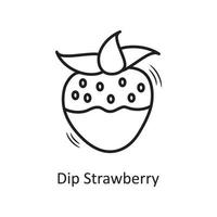 Dip Strawberry  vector outline hand draw Icon design illustration. Valentine Symbol on White background EPS 10 File