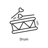 Drum vector outline hand draw Icon design illustration. Valentine Symbol on White background EPS 10 File