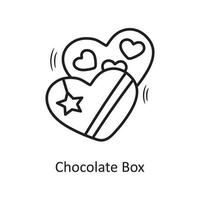 Chocolate Box vector outline hand draw Icon design illustration. Valentine Symbol on White background EPS 10 File