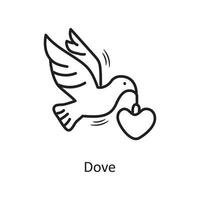 Dove vector outline hand draw Icon design illustration. Valentine Symbol on White background EPS 10 File