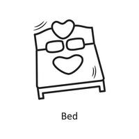 cama vector contorno mano dibujar icono diseño ilustración. símbolo de San Valentín en el archivo eps 10 de fondo blanco