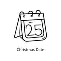 Christmas Date vector outline Icon Design illustration. Holiday Symbol on White background EPS 10 File