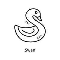 Swan vector outline hand draw Icon design illustration. Valentine Symbol on White background EPS 10 File