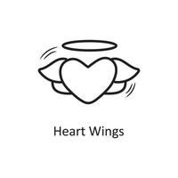 corazón alas vector contorno mano dibujar icono diseño ilustración. símbolo de San Valentín en el archivo eps 10 de fondo blanco