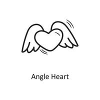 Angle Heart vector outline hand draw Icon design illustration. Valentine Symbol on White background EPS 10 File