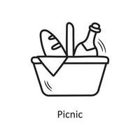 Picnic  vector outline hand draw Icon design illustration. Valentine Symbol on White background EPS 10 File