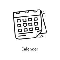 Calendar vector outline hand draw Icon design illustration. Valentine Symbol on White background EPS 10 File