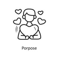 Porpose vector outline hand draw Icon design illustration. Valentine Symbol on White background EPS 10 File