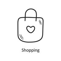 Shopping vector outline hand draw Icon design illustration. Valentine Symbol on White background EPS 10 File