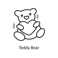 Teddy Bear vector outline hand draw Icon design illustration. Valentine Symbol on White background EPS 10 File