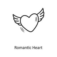 Ilustración de diseño de icono de sorteo de mano de contorno de vector de corazón romántico. símbolo de San Valentín en el archivo eps 10 de fondo blanco
