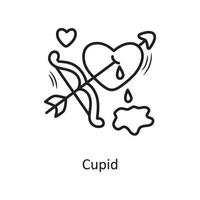 Cupid vector outline hand draw Icon design illustration. Valentine Symbol on White background EPS 10 File