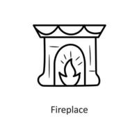 FirePlace vector outline Icon Design illustration. Holiday Symbol on White background EPS 10 File