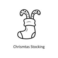 Chrismtas Stocking vector outline Icon Design illustration. Holiday Symbol on White background EPS 10 File