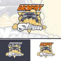 Desert Storm with an off-road car in three variants for printing on t-shirts. vector