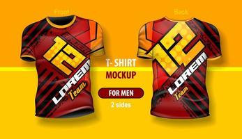 T-shirt for man front and back with race number. Mock-up for double-sided printing, layered and editable. vector