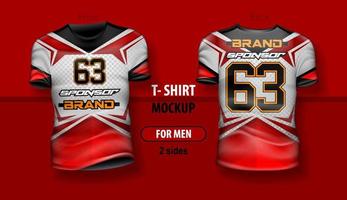 camiseta para hombre delante y detrás con uniforme deportivo de equipo. maqueta para impresión a doble cara, en capas y editable. vector