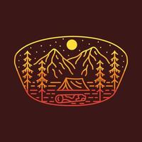 Camping in The Woods Monoline Illustration for Apparel vector