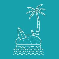 vacaciones de verano a burger island monoline ilustración para prendas de vestir vector