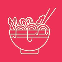 delicioso tazón de fideos japoneses ramen monoline ilustración para prendas de vestir vector