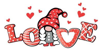 Gnome with love text vector