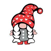 Cute gnome-girl in hat with hearts vector