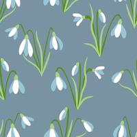 Snowdrops seamless pattern. Modern print for fabric, textiles, wrapping paper. Vector illustration.