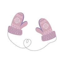 Hand drawn knitted mittens. Pair of cute patterned elements for winter design vector