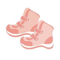 Pair of kids winter boots. Winter pink women's and children's shoes on a white background vector